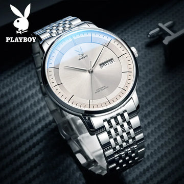 PLAYBOY Casual Simple Automatic Mechanical Men's Watches Original Waterproof Calendar High Quality Watch for Men